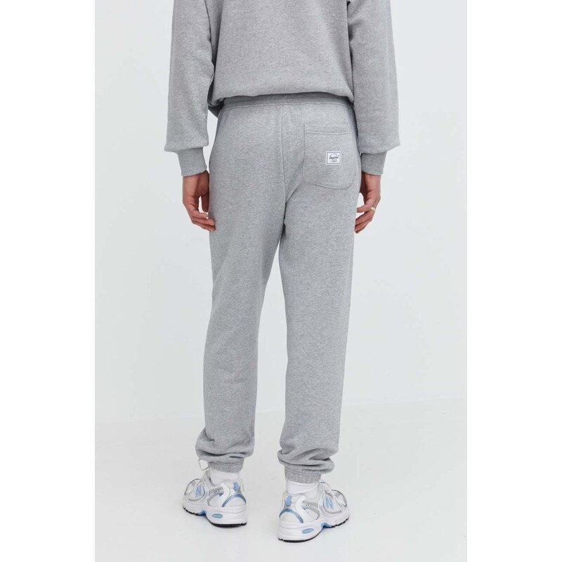Herschel pantaloni da jogging in cotone colore grigio