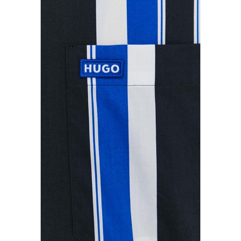 Hugo Blue camicia in cotone uomo colore nero