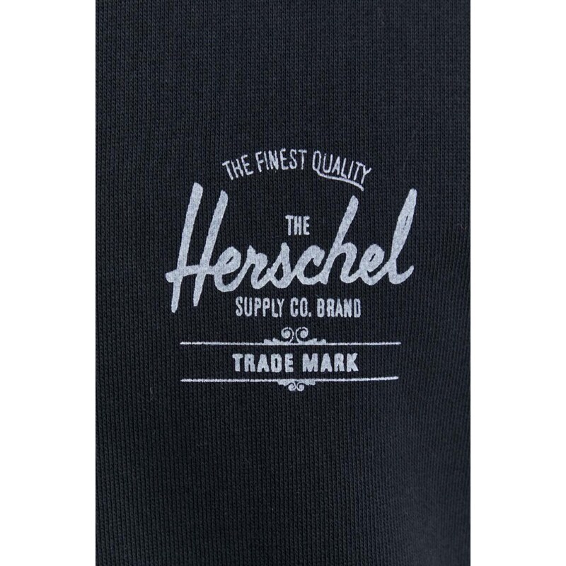 Herschel felpa in cotone uomo colore nero con cappuccio
