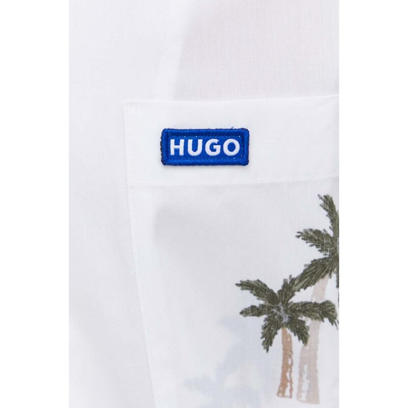 Hugo Blue camicia in cotone uomo colore bianco