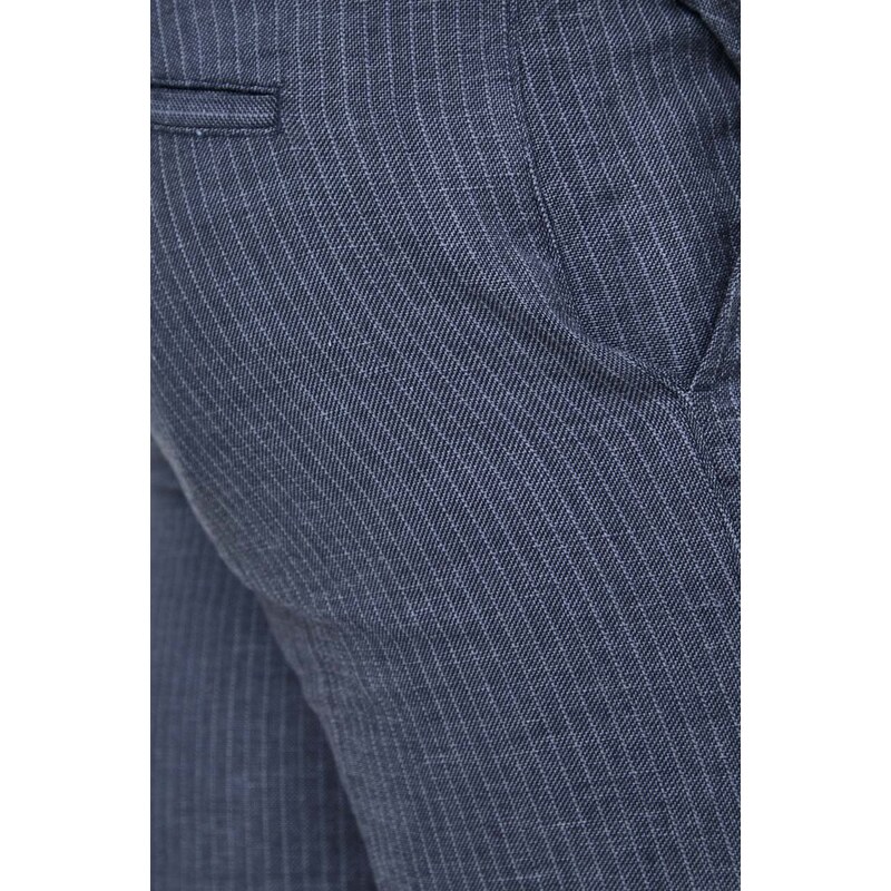 United Colors of Benetton pantaloni in lino colore blu