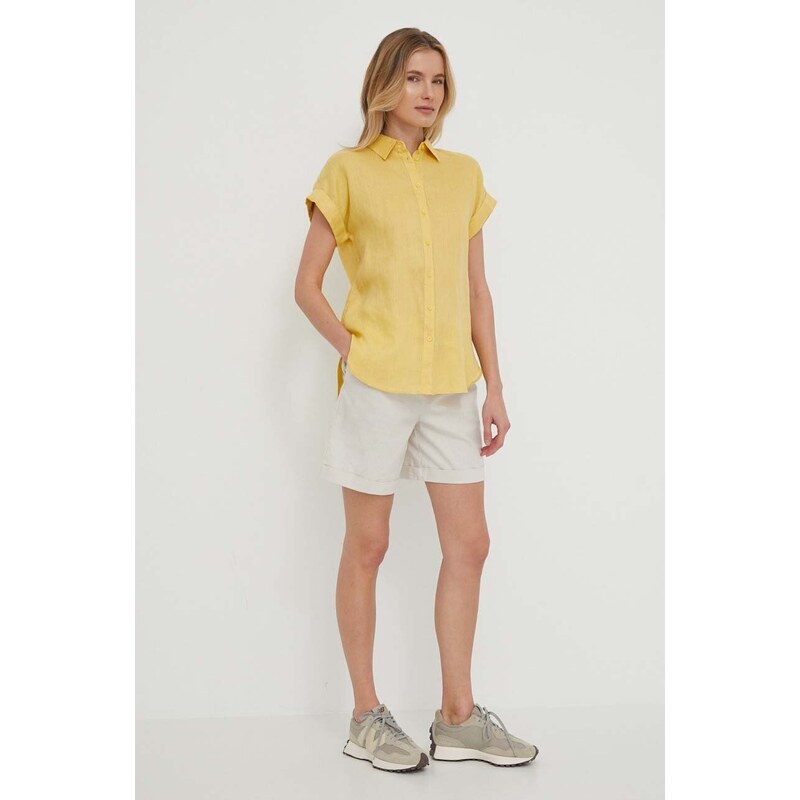 Lauren Ralph Lauren camicia di lino colore giallo