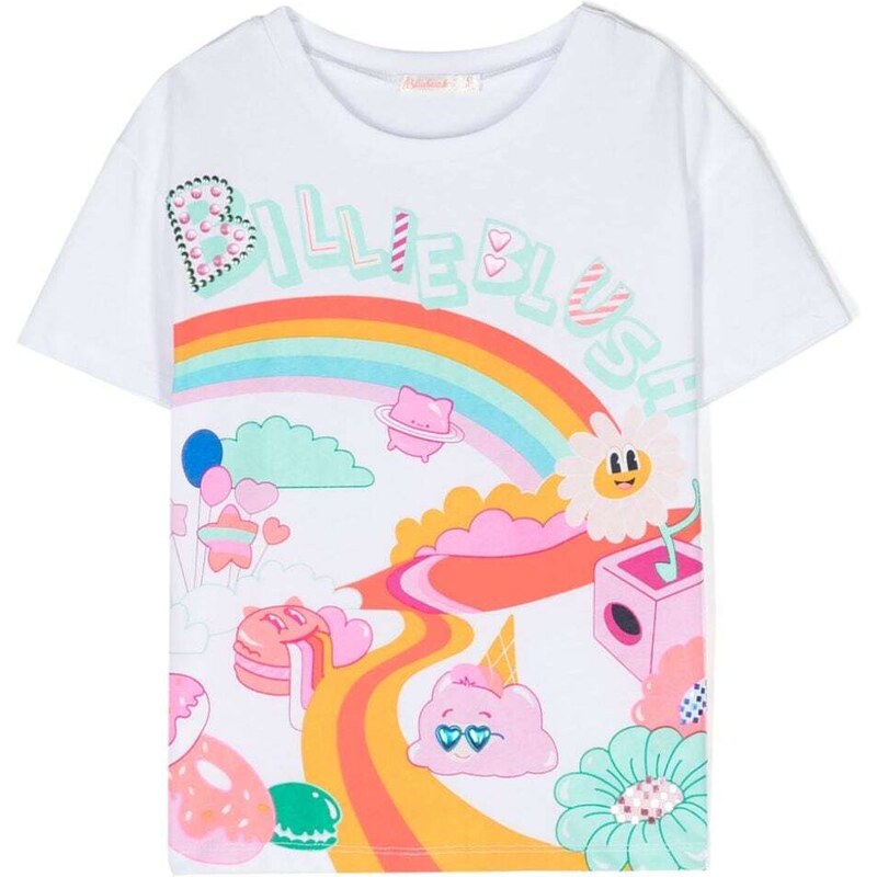 BILLIE BLUSH KIDS T-shirt bianca stampa arcobaleno
