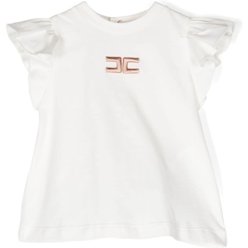 ELISABETTA FRANCHI KIDS T-shirt bianca neonata logo ricamo