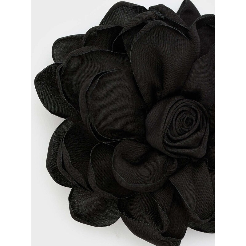 NALI Spilla fiore in tessuto nero