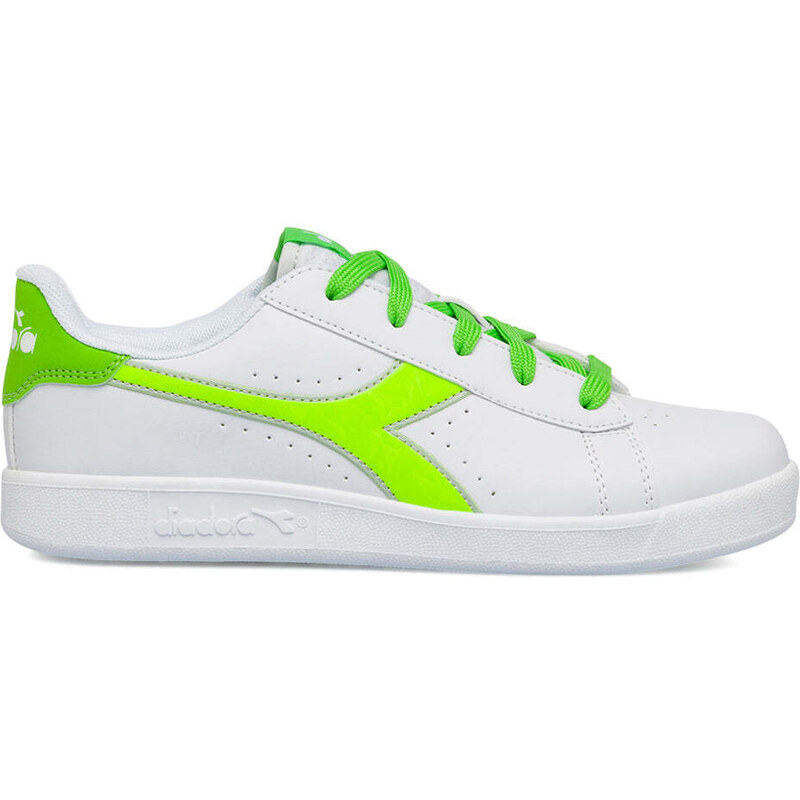 Sneakers bianche da ragazzo con logo lime Diadora Game P Virtual GS