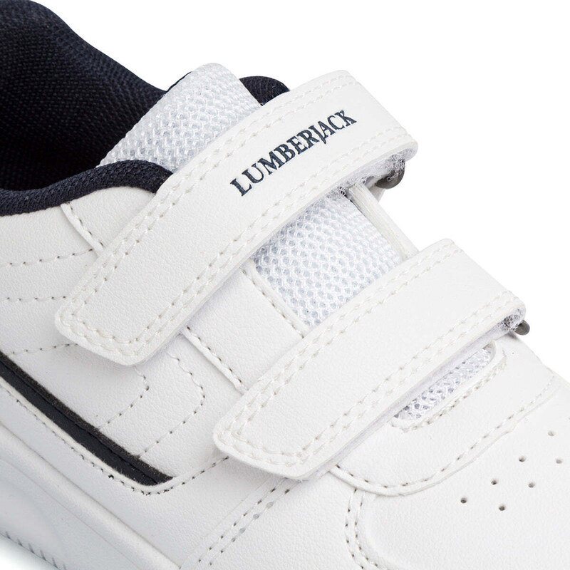 Sneakers bianche da bambino con logo laterale Lumberjack Finster PS
