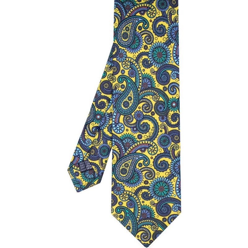 Cravatta gialla stampata in seta - TU VARI - FEFE NAPOLI 15216660101 - C