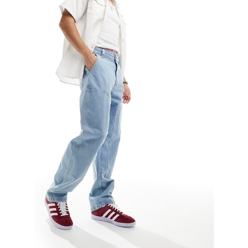 Dickies - Madison - Jeans ampi con ginocchia doppiate blu chiaro vintage