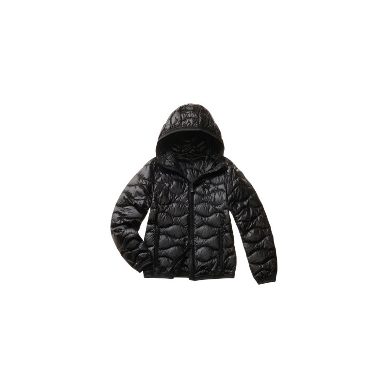 Piumino donna nero a onde con cappuccio 3051 blauer xs