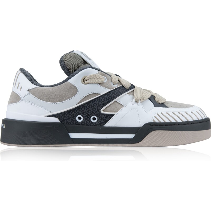 DOLCE & GABBANA CS2211 HKXBX Sneakers-40 EU Tortora, Bianco Pelle, Tessuto, Gomma