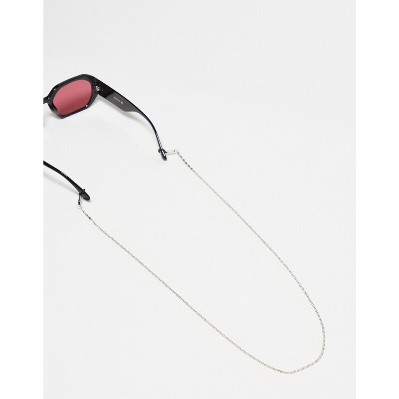 ASOS DESIGN - Catenina per occhiali da sole testurizzata color argento