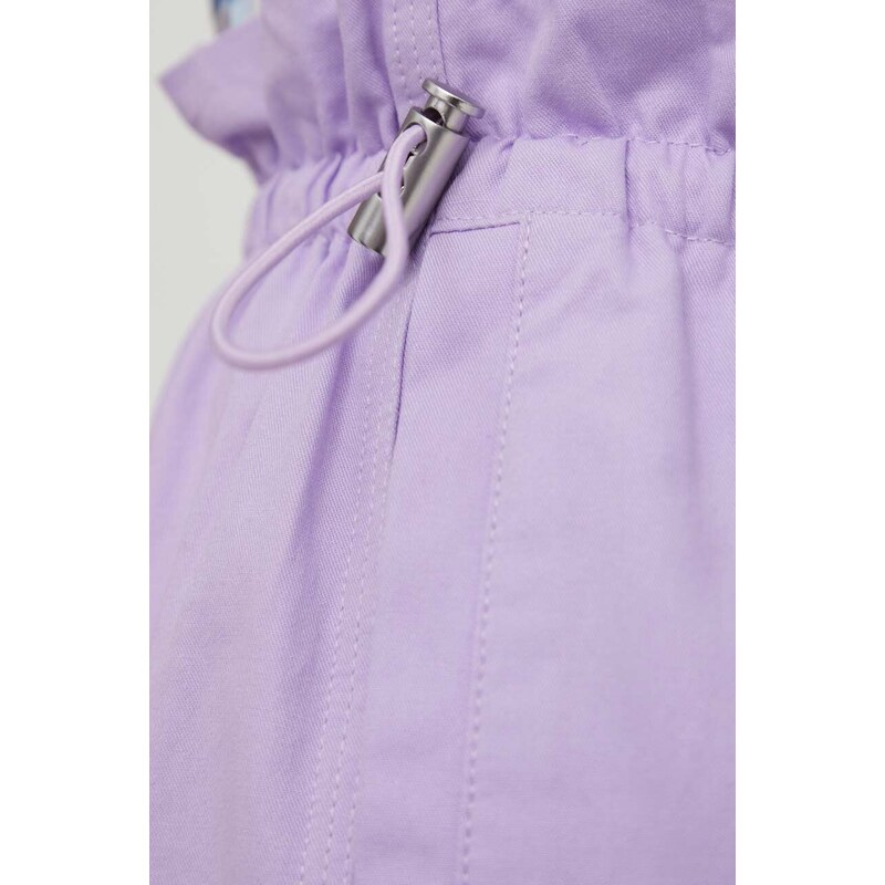 Stine Goya pantaloni in cotone Carola Solid colore violetto