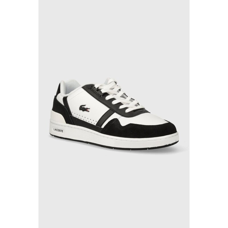 Lacoste sneakers in pelle T-Clip Logo Leather colore bianco 47SMA0073