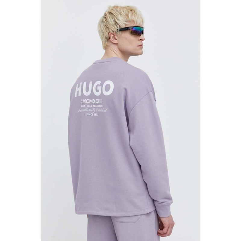 Hugo Blue felpa in cotone uomo colore violetto