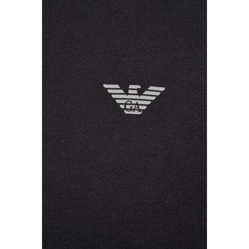 Emporio Armani Underwear felpa lounge colore nero con cappuccio con applicazione 111784 4R571