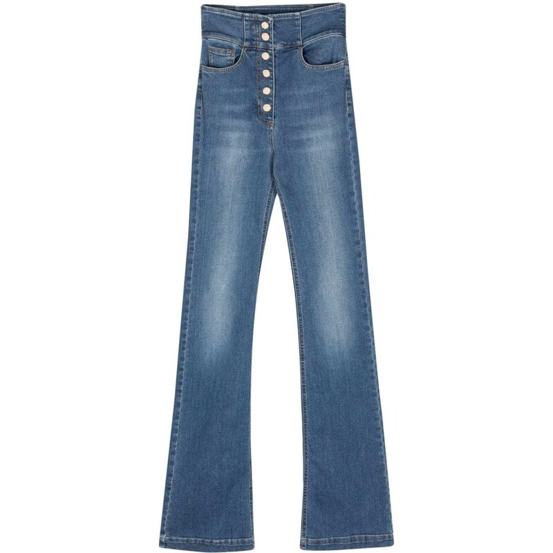 Elisabetta Franchi jeans flare con dettaglio logato lavaggio blu