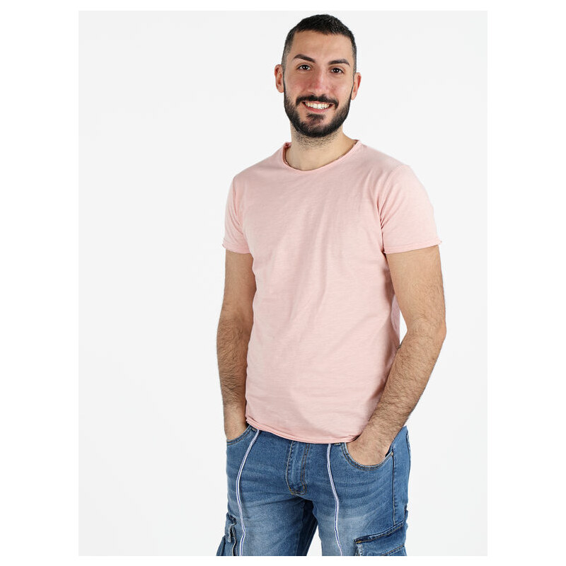 Ange Wear T-shirt Girocollo Da Uomo In Cotone Manica Corta Rosa Taglia S