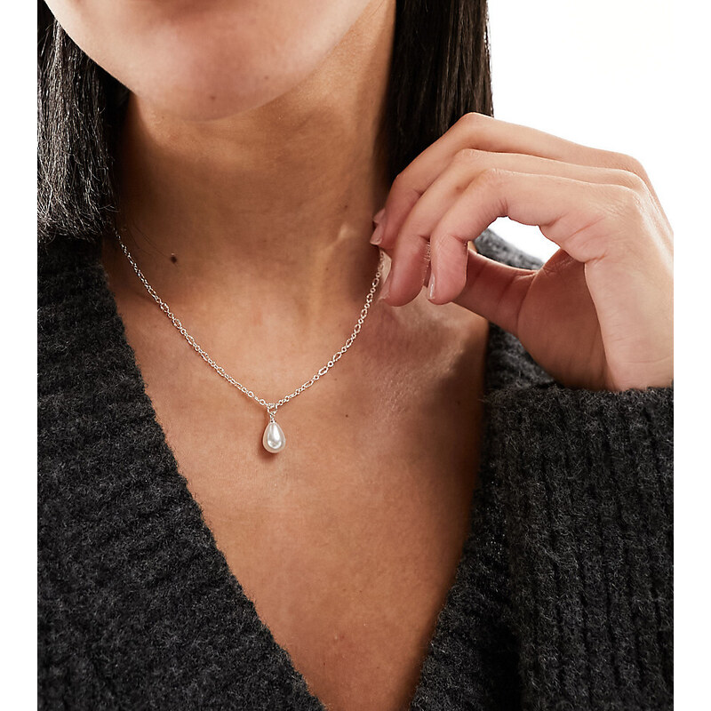 Orelia - Collana in argento sterling con pendente con perla a goccia