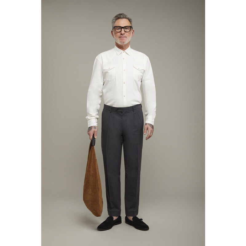 Doppelganger Camicia casual uomo collo classico 100% cotone tessuto denim comfort fit