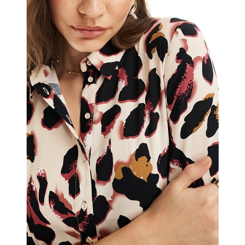 Y.A.S - Vestito camicia lungo con stampa leopardata-Multicolore