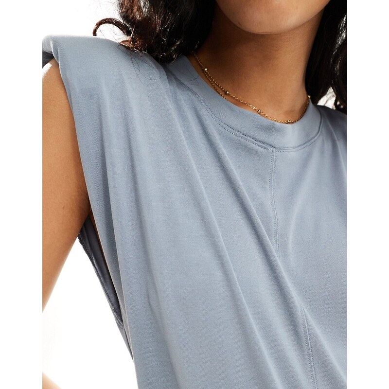 ASOS DESIGN - Tuta jumpsuit premium oversize senza maniche in modal grigio con spalle imbottite