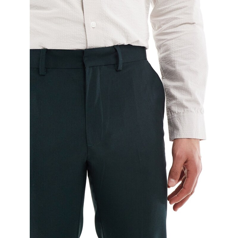 ASOS DESIGN - Pantaloni da abito slim verde scuro