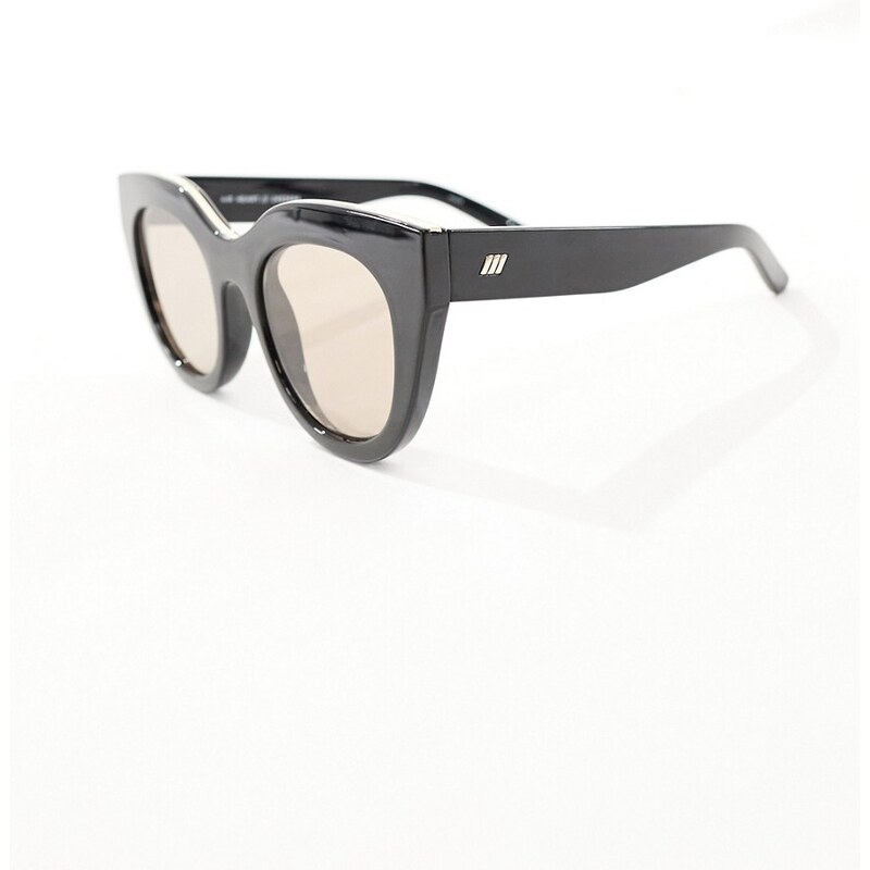 Le Specs x ASOS - Air Heart - Occhiali da sole cat-eye neri con lenti marroni-Nero