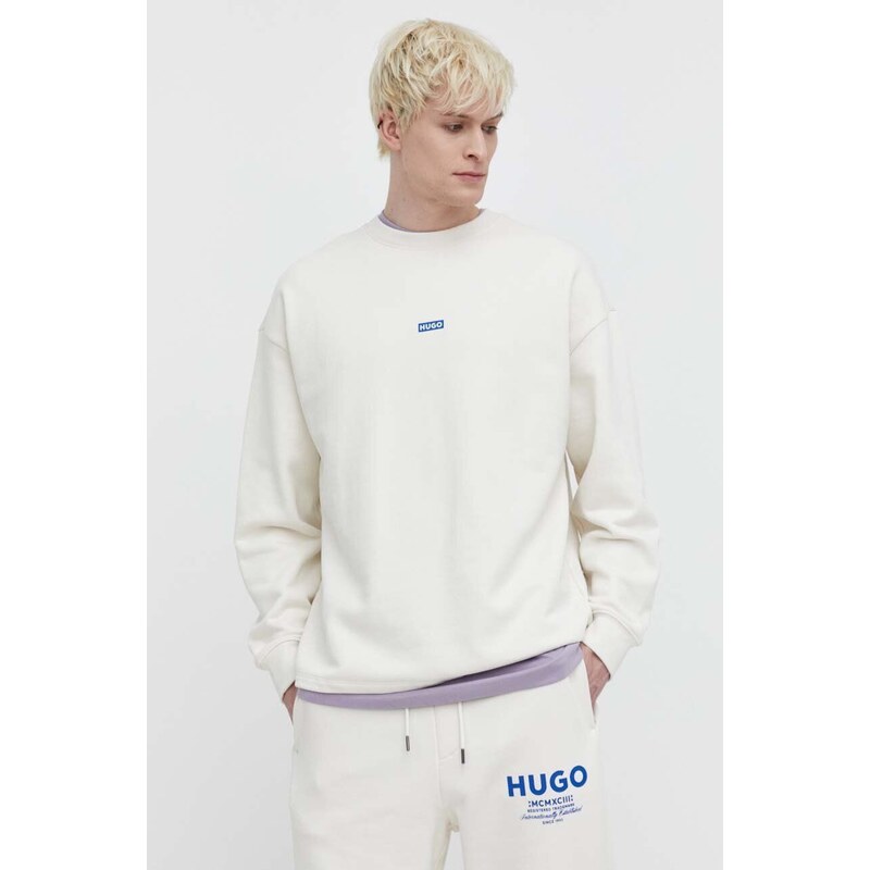 Hugo Blue felpa in cotone uomo colore beige