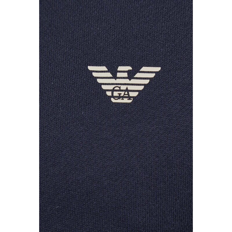 Emporio Armani Underwear felpa lounge colore blu navy con cappuccio con applicazione 111784 4R571