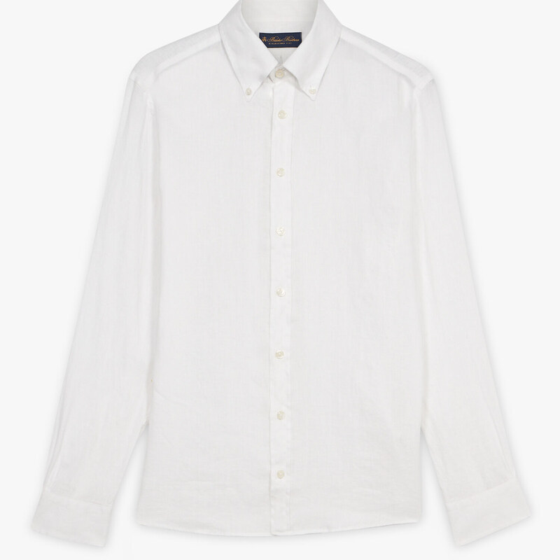Brooks Brothers Camicia casual bianca in lino con collo button-down - male Camicie sportive Bianco S