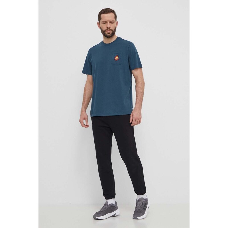 adidas Originals t-shirt in cotone uomo colore turchese con applicazione IS2919