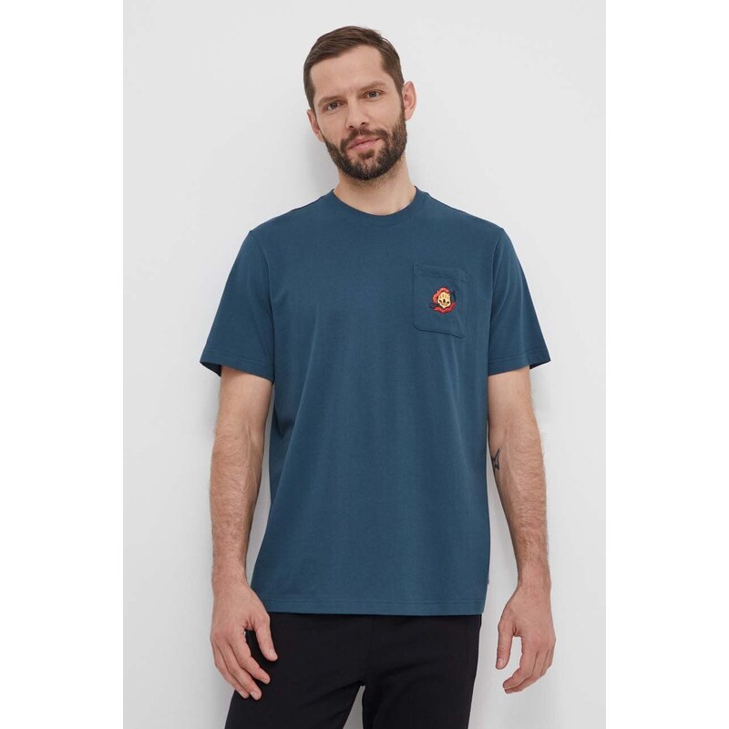 adidas Originals t-shirt in cotone uomo colore turchese con applicazione IS2919
