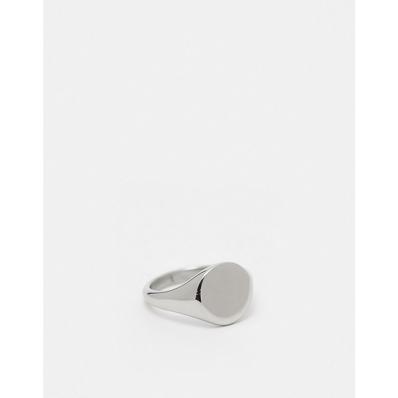 ASOS DESIGN - Anello chevalier in acciaio inossidabile resistente all'acqua color argento