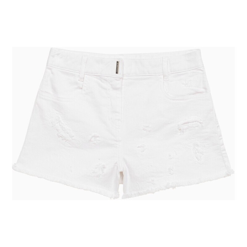 Givenchy Short bianco in cotone con usure
