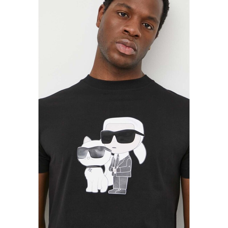 Karl Lagerfeld t-shirt in cotone uomo colore nero