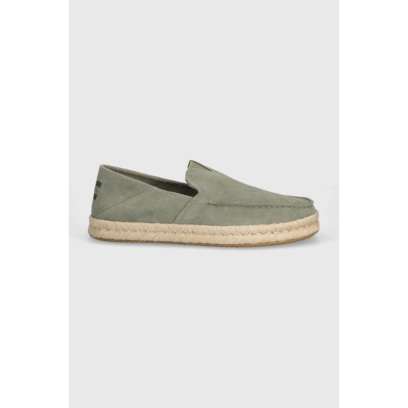 Toms espadrillas in pelle scamosciata Alonso Loafer Rope colore verde 10020874