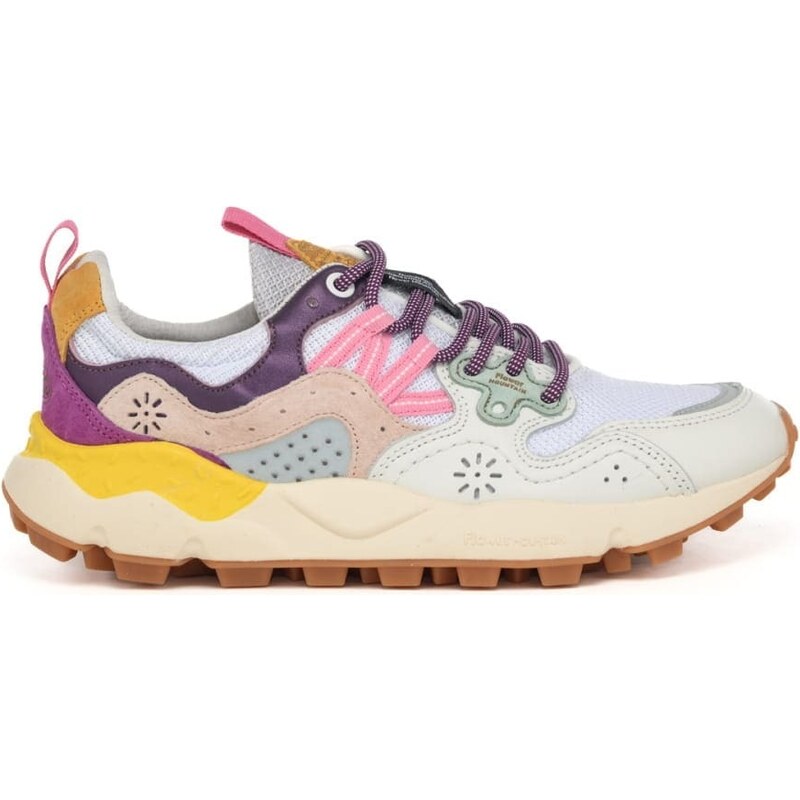 Flower Mountain sneakers da donna yamano 3 woan in camoscio multicolor e tessuto tecnico bianco viola
