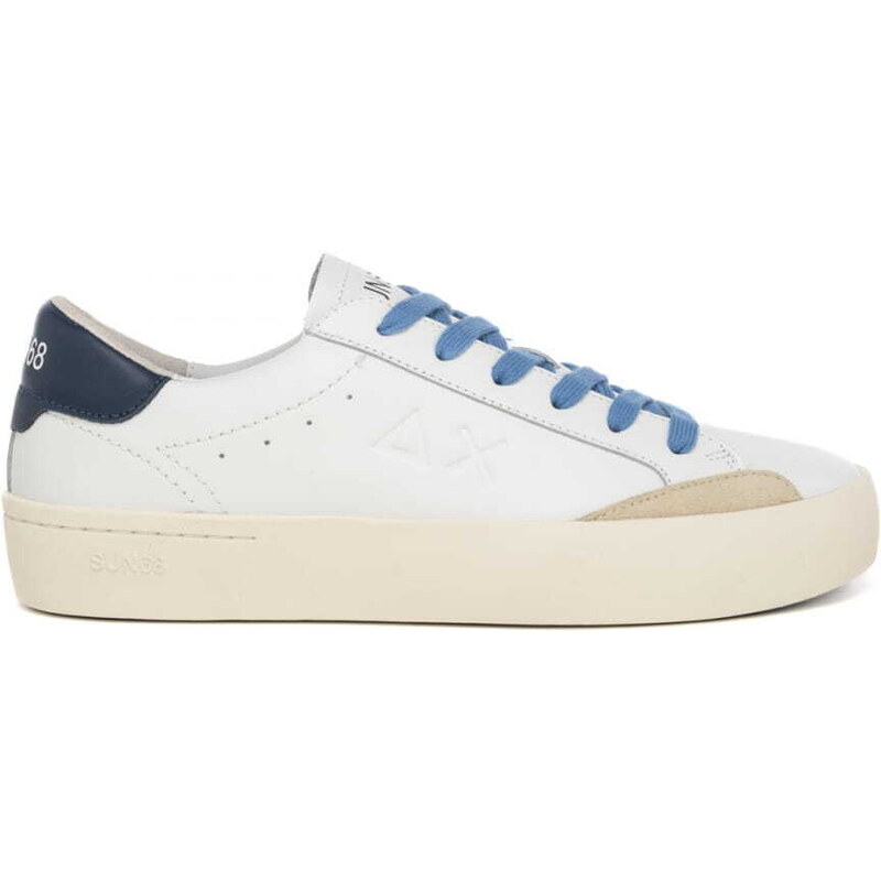 Sun68 sneakers da uomo street leather bianco blu navy