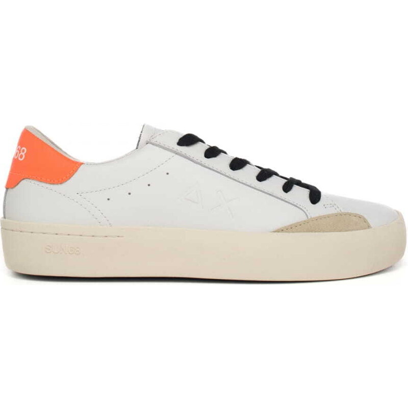 Sun68 sneakers da uomo street leather bianco arancio