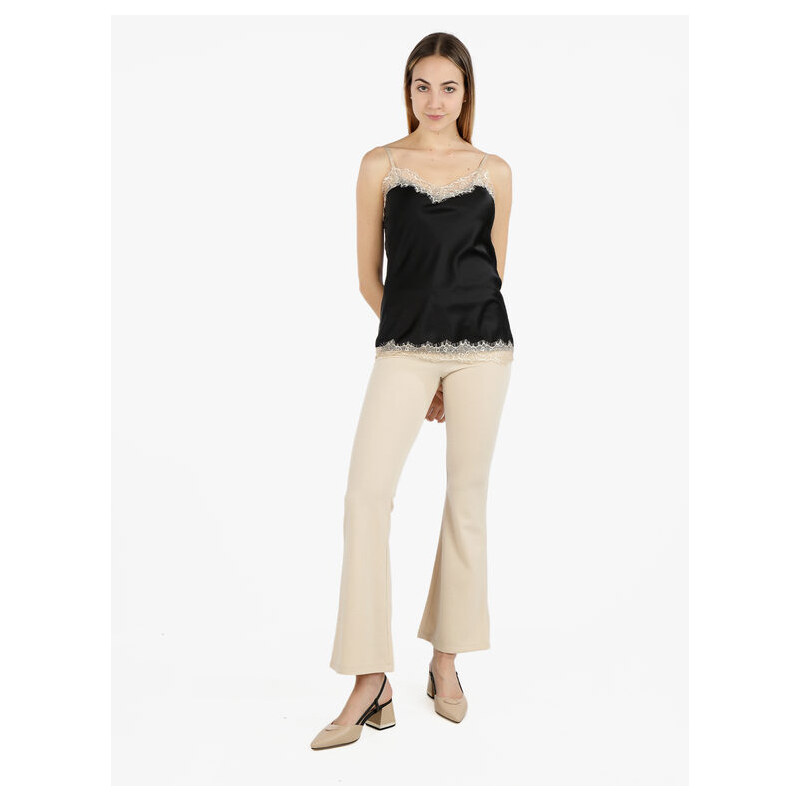 Solada Top Donna Effetto Raso Con Pizzo Tops Nero Taglia Unica