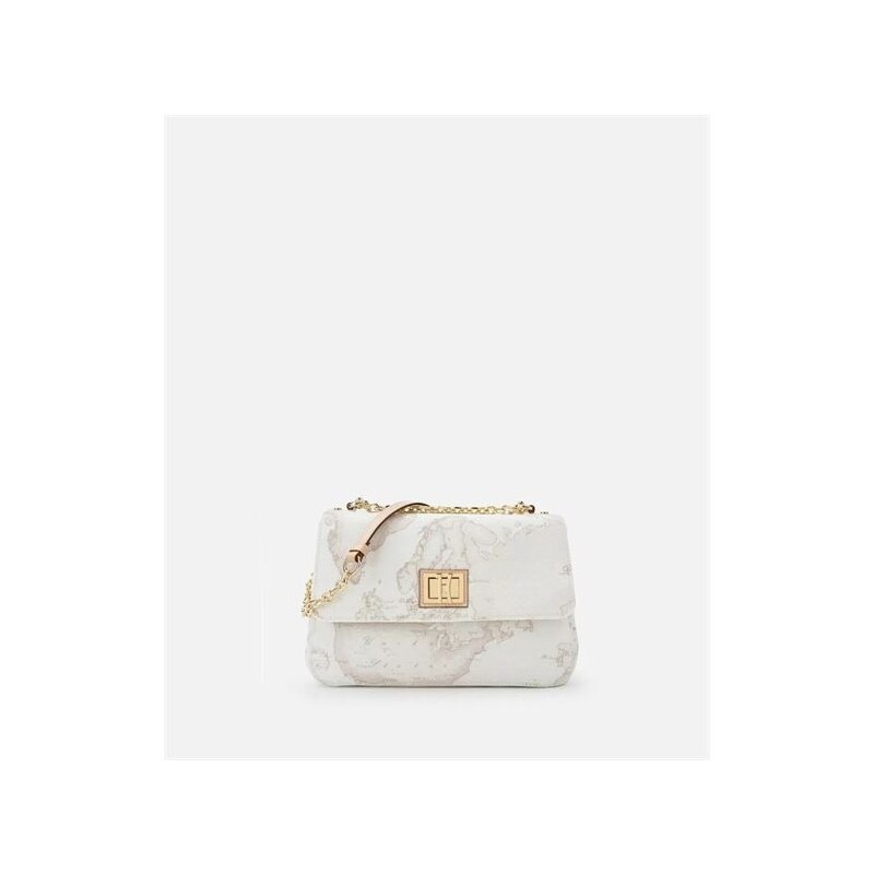 ALVIERO MARTINI – Borsa Shopping Care In Nylon Riciclato, Geo Print, Oro Chiaro, 39x27x14 Cm