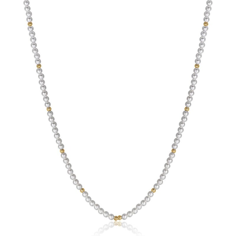Collana donna gioielli Luca Barra ck1937 con perle sintetiche bianche e acciaio dorato