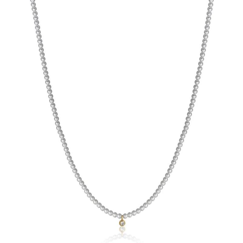 Collana con croce di cristallo di perle vintage