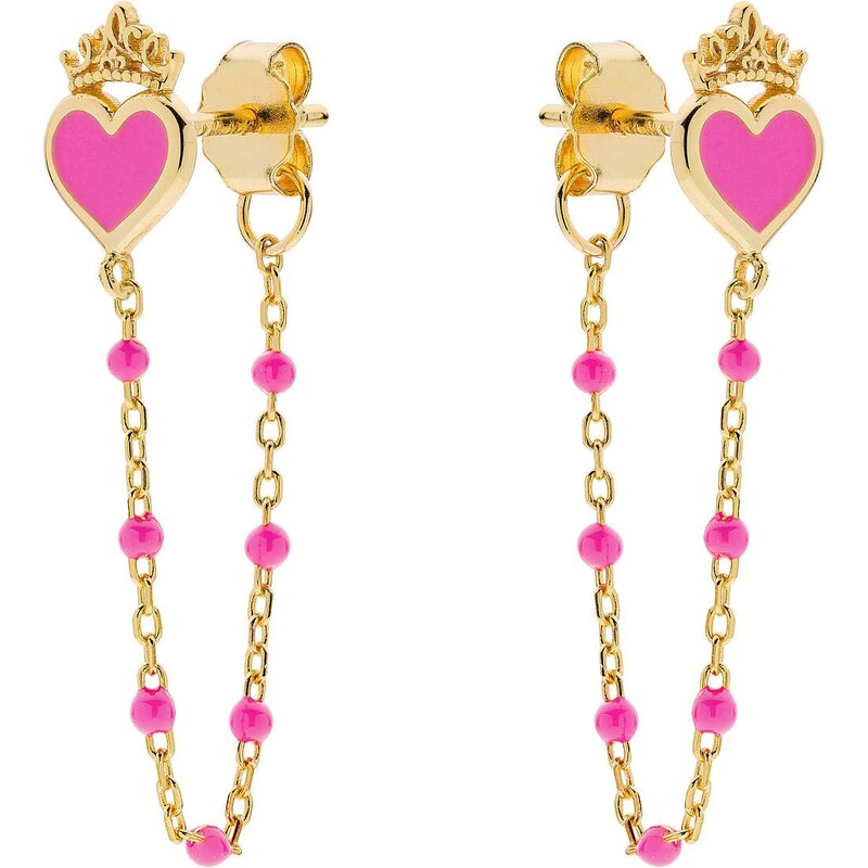 Orecchini pendenti bambina a forma di cuore rosa in argento gioielli Disney es00080yl.cs