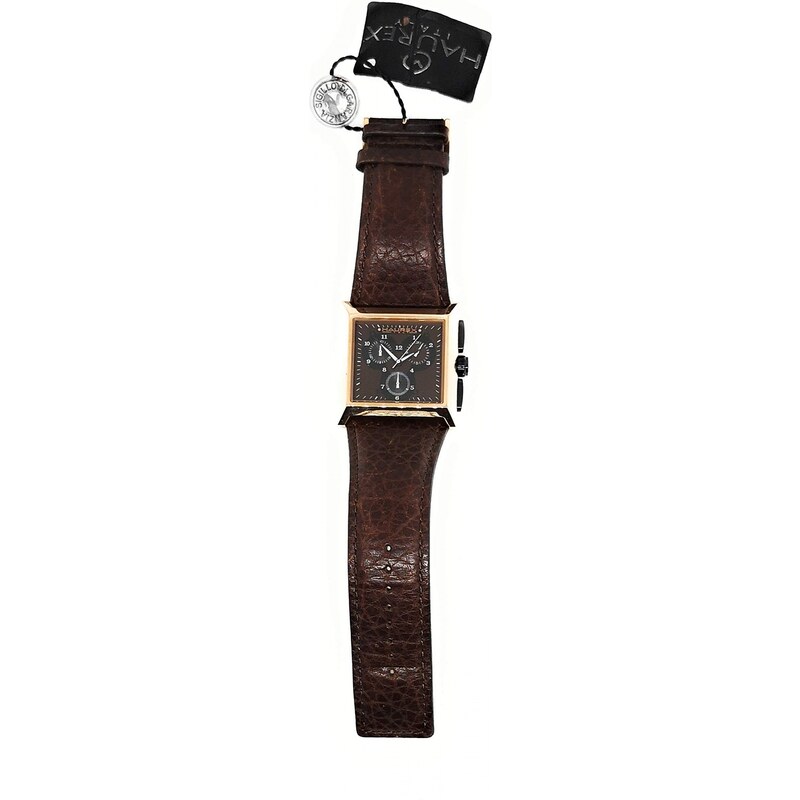 Orologio da uomo Haurex Escape modello 9R335UMN, cinturino in pelle marrone, cassa 42mm in acciaio
