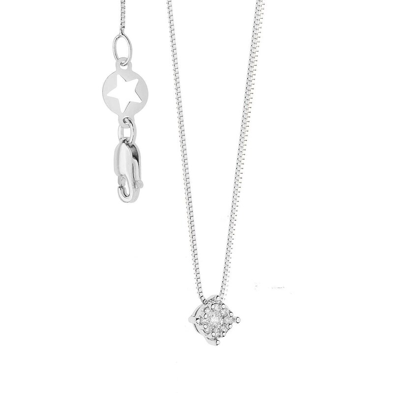 Comete Gioielli Collana punto luce donna oro bianco e diamanti gioielli Comete Rose di diamanti glb 1608