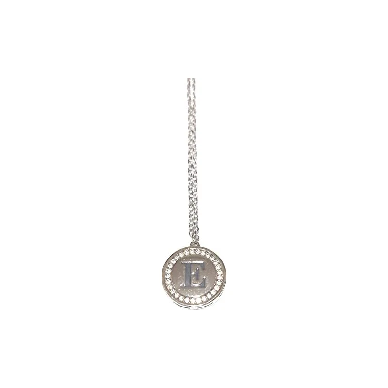 HIJONES Collana Con Iniziale In Acciaio Inossidabile E Zirconi - Ciondolo Elegante E Ipoallergenico Per Donna, Regalo Idea Compleanno