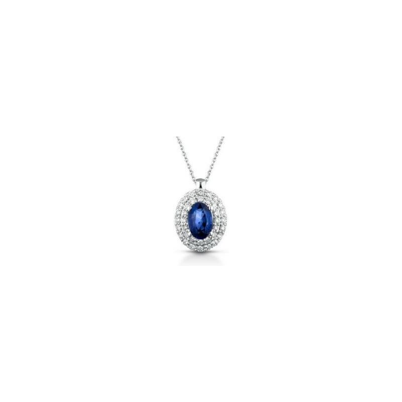 PgGioielli Collana donna con ciondolo zaffiro blu in oro bianco e diamanti PG gioielli ciomamboo/1z
