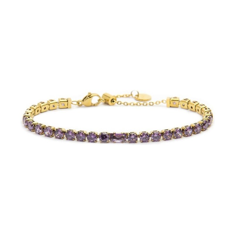 KIDULT Bracciale Tennis Donna In Acciaio 316L Con Zirconi Neri – Elastico, Lunghezza 17 Cm